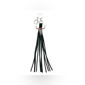 Silver Skull Keychain with Red accent Stone